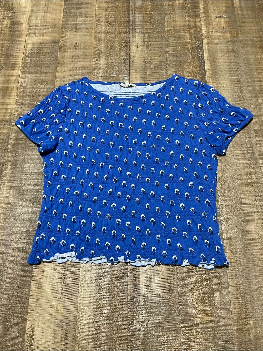 Madewell Blue Short-Sleeve Patterned Women's Top